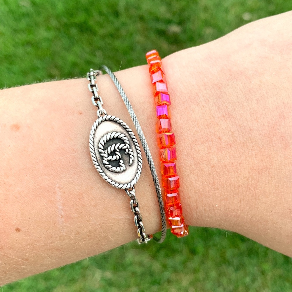 Brody Glass Beaded Red Iridescent Bracelet